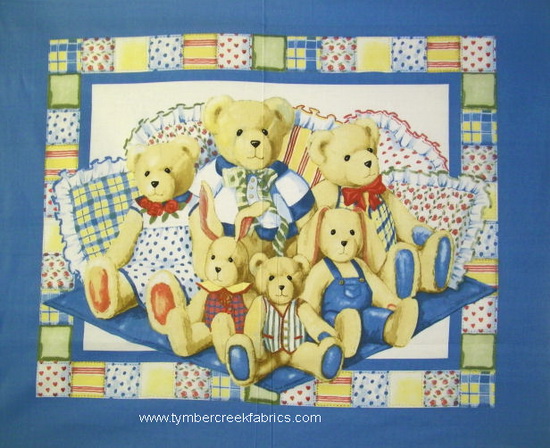 Pillowbean Bear Family Quilt Fabric Panel
